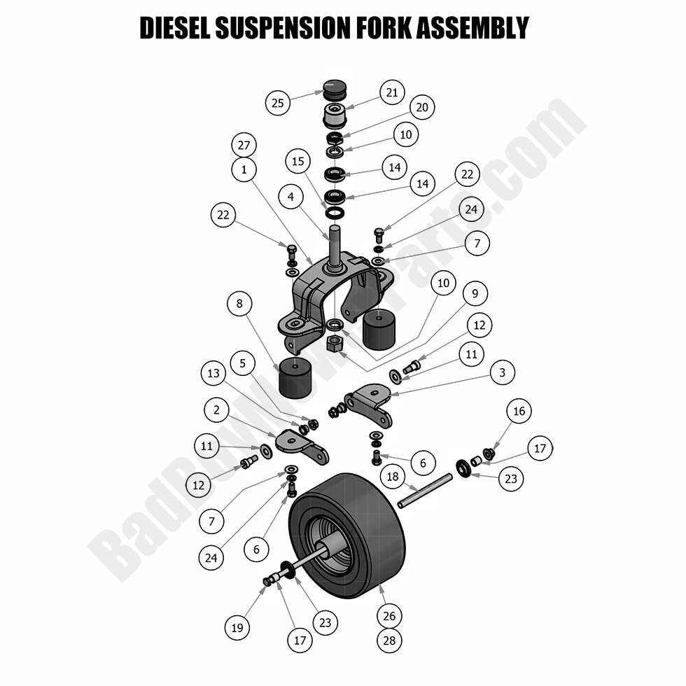 1826 - Bad Boy Mower Parts Lookup > 2018 > Diesel - 1100cc > Suspension Fork Assembly